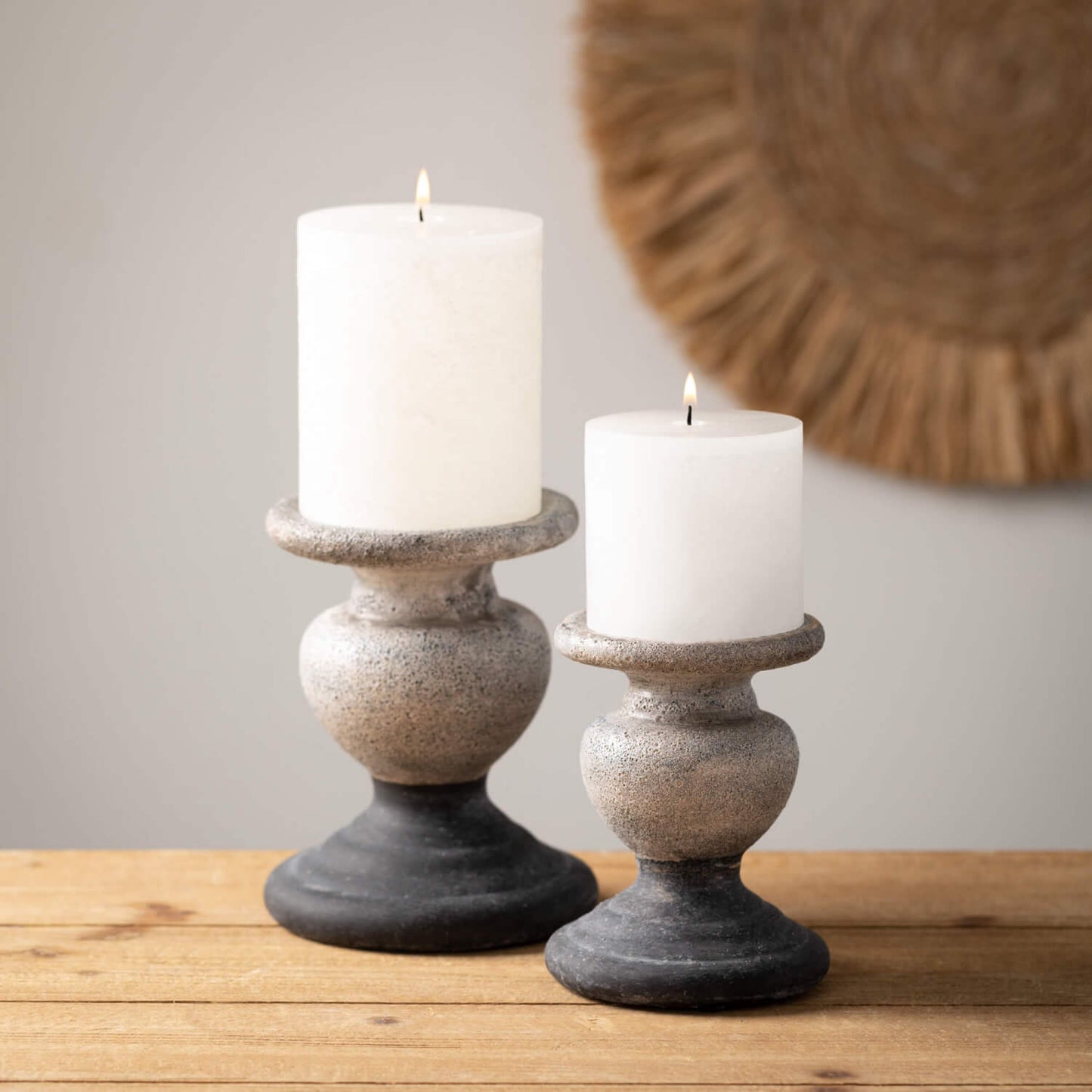 Vance Kitira Timber Pillar Candles - White