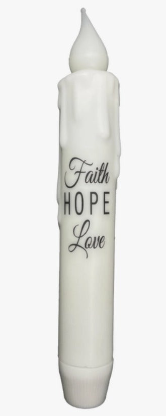 Faith Hope Love LED Battery Operated Taper Candle