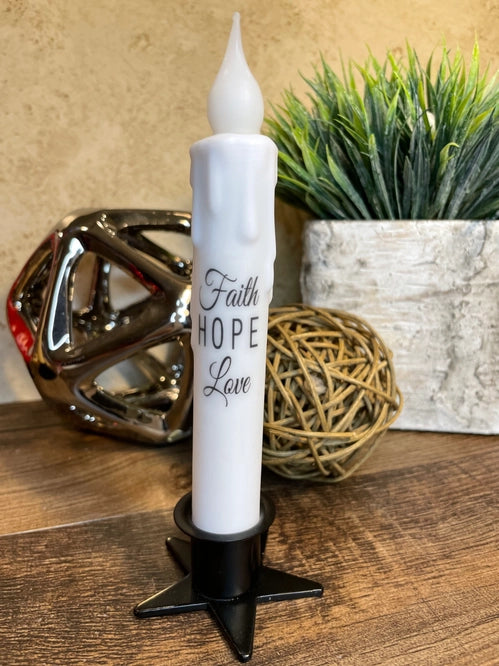 Faith Hope Love LED Battery Operated Taper Candle