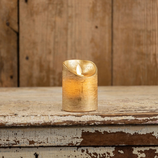 Gold 4" Moving Flame LED Candle