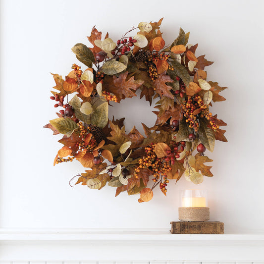 Fall Leaves & Berry Wreath 24"