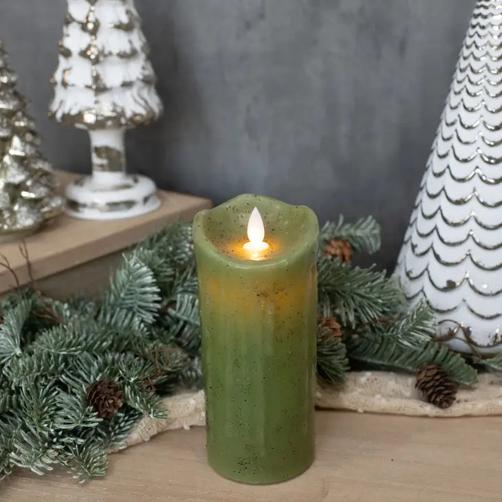 Speckled Sage 7" Moving Faux Flame Candle