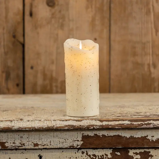 Speckled Cream 7" Moving Faux Flame Candle