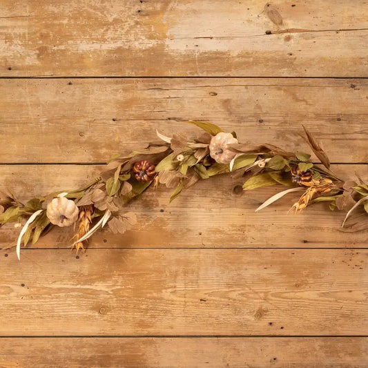 Natural Pumpkin With Mixed Foliage 60" Garland