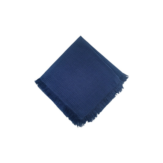 Fringed Waffle Knit Dinner Napkin - Navy Blue