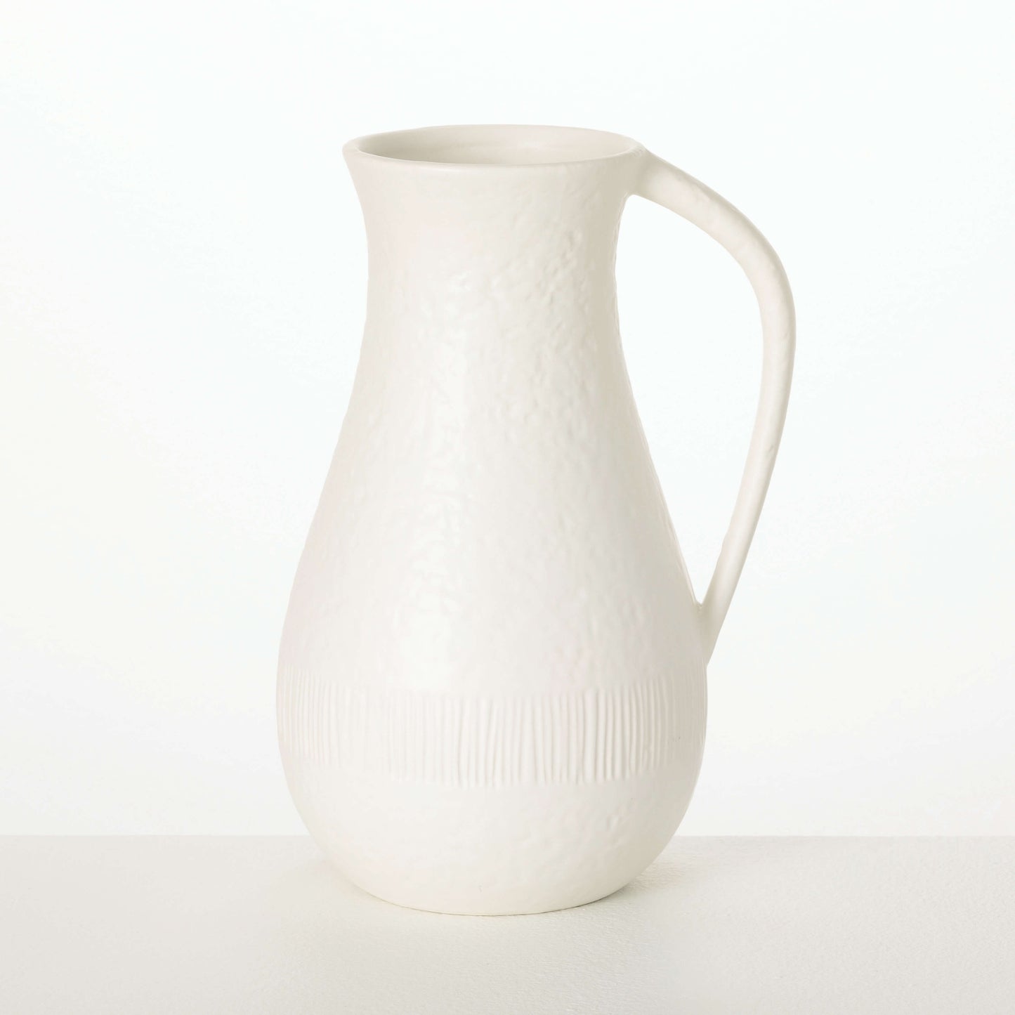 White Chiffon 10" Ceramic Pitcher