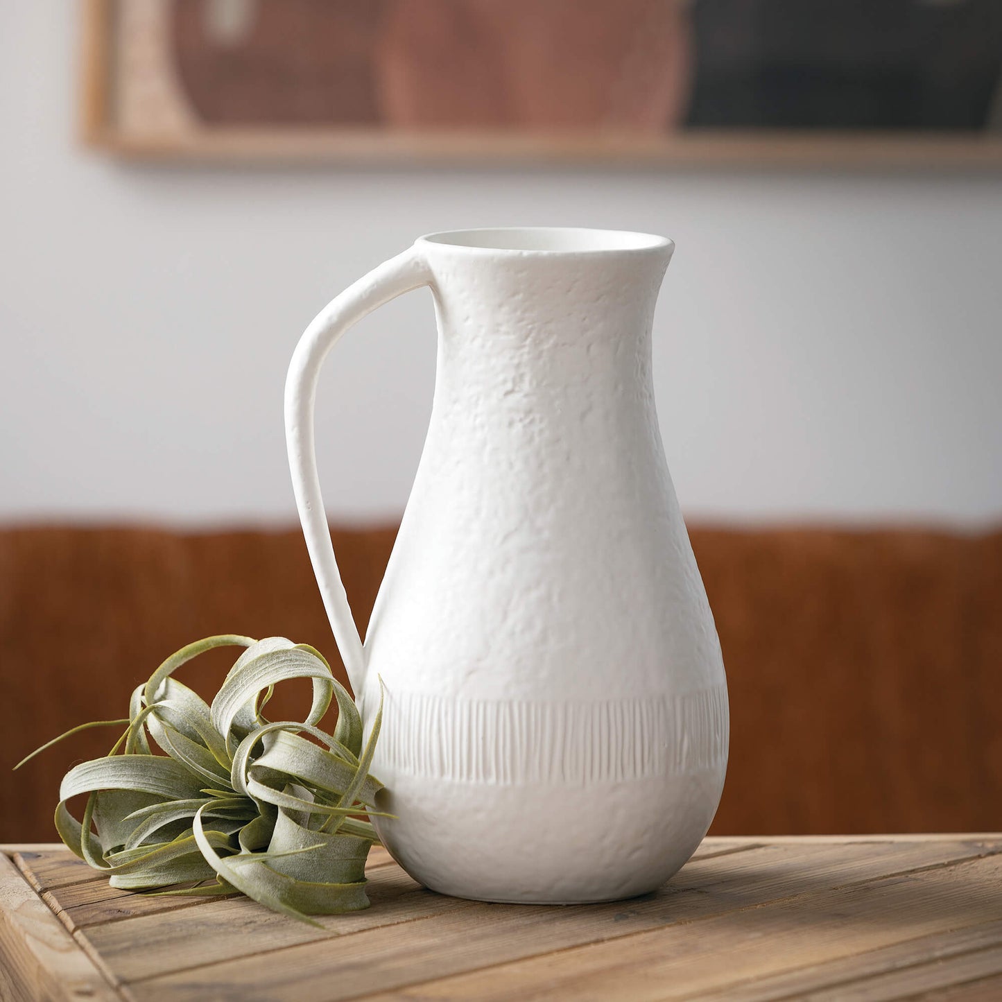 White Chiffon 10" Ceramic Pitcher