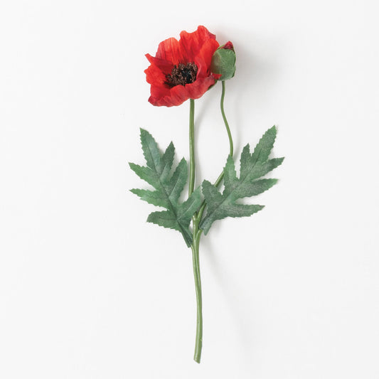 Red Poppy 12.5" Floral Stem