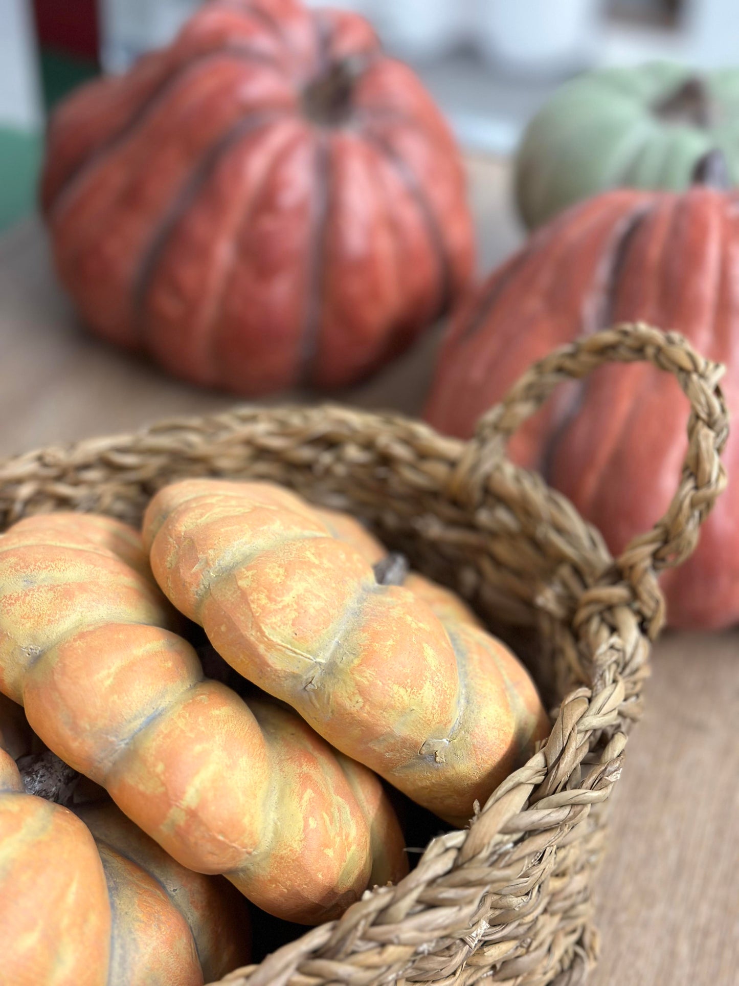 Orange 6" Ceramic Squat Pumpkin