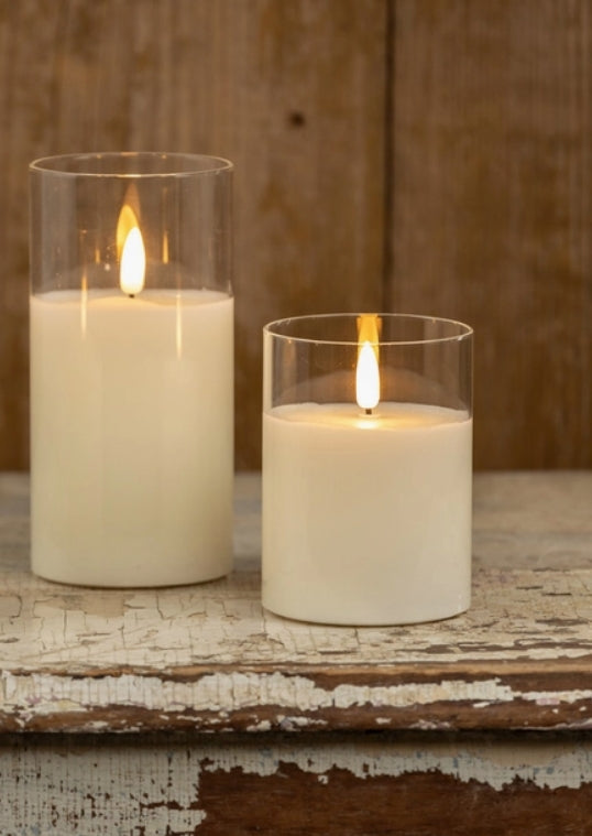 Glass Creamy White 3D LED Candle