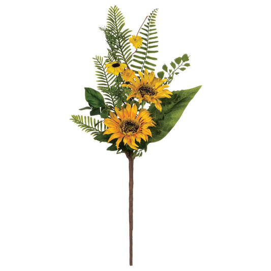 Golden Sunflower & Fern Floral Pick