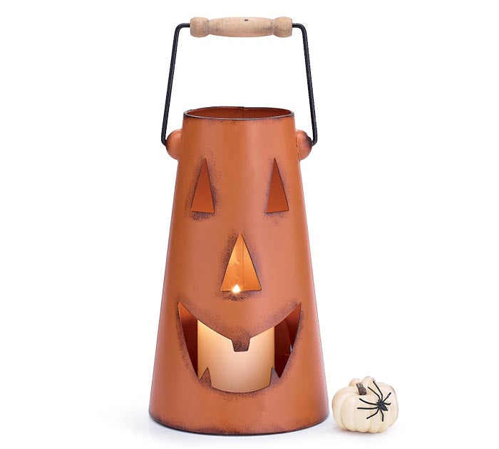 Tin Jack-O-Lantern Candle Holder Withe Handle