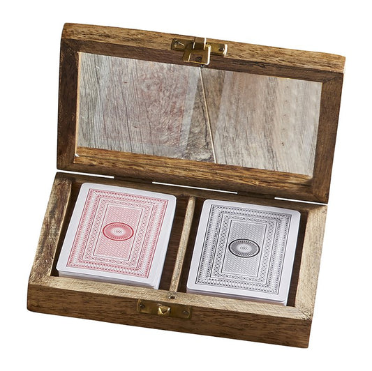 Mango Wood & Glass Card Box