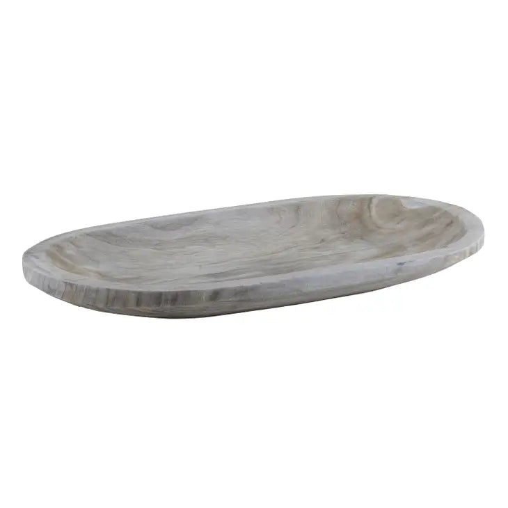 Ama Paulownia 23" Wood Platter - Gray