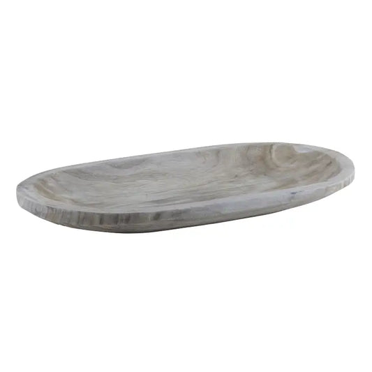 Ama Paulownia 23" Wood Platter - Gray