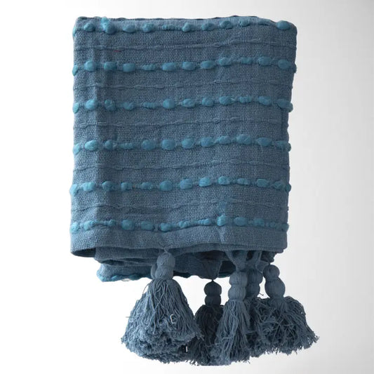 Nora 60" X 50" Mineral Blue Corded Throw Blanket