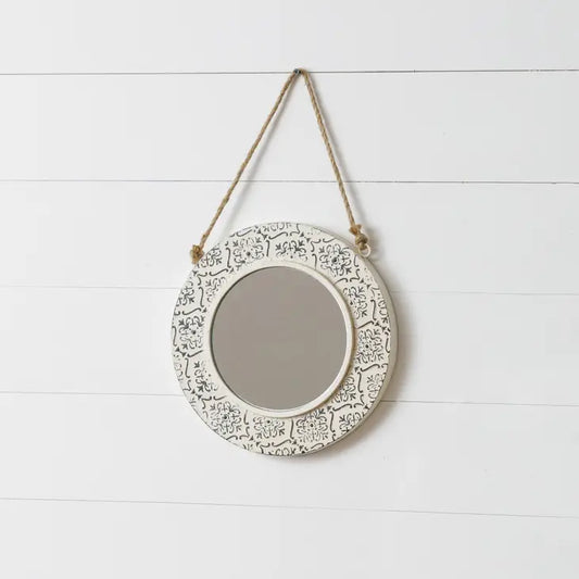 Samantha 13" White Embossed Mirror