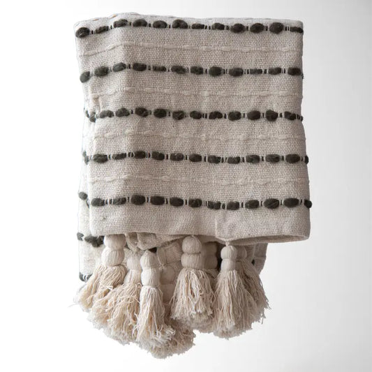 Nora Black & Cream 60" X 50" Corded Throw