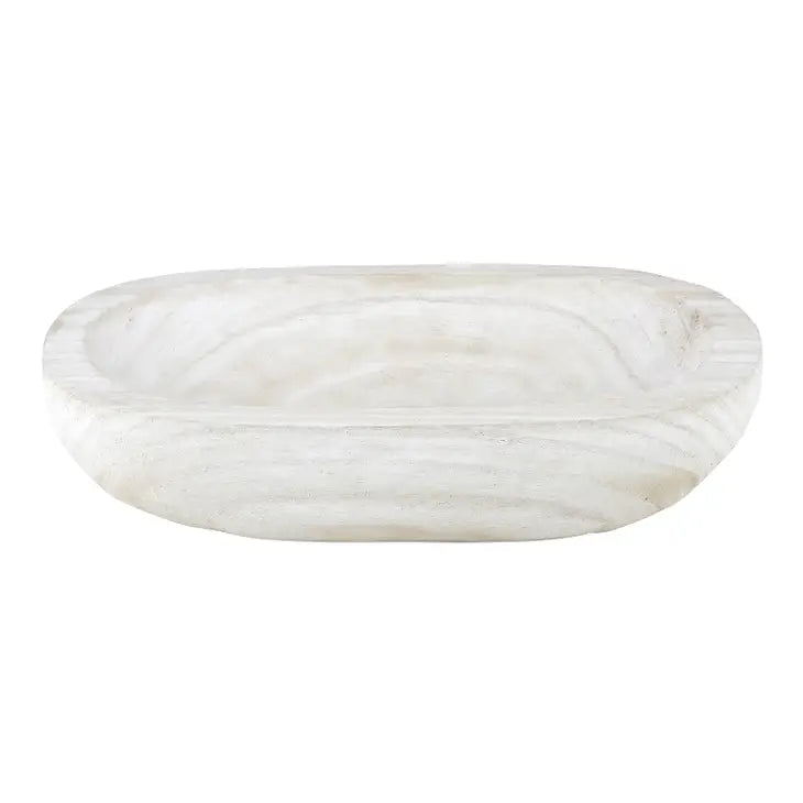 Ama 12" Paulownia Wood Dough Bowl - White Wash