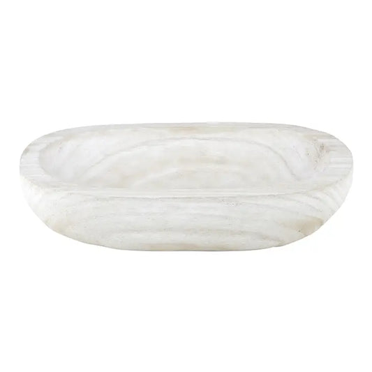 Ama 12" Paulownia Wood Dough Bowl - White Wash