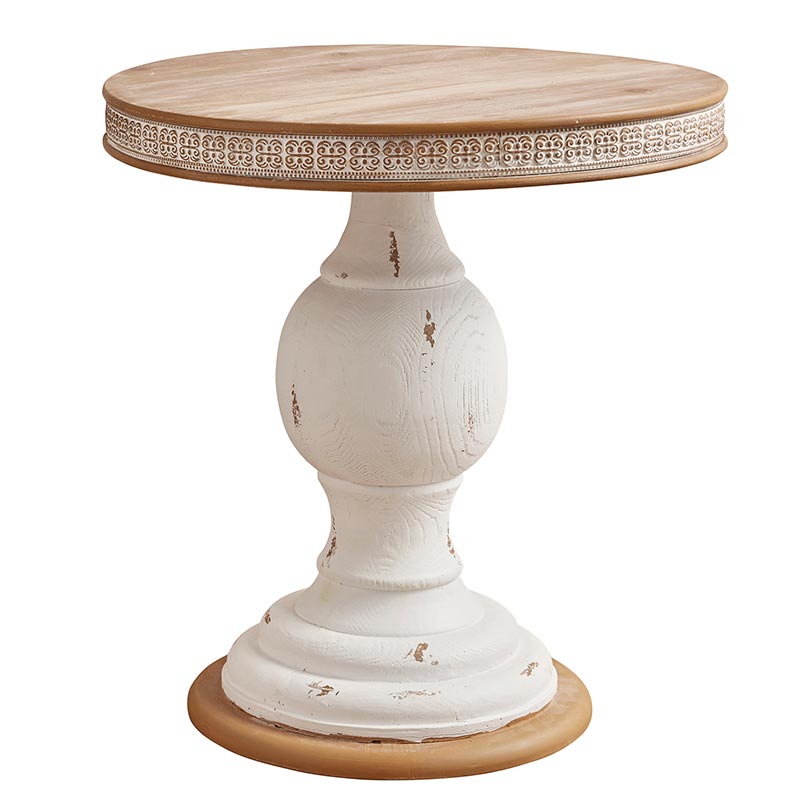 Elena Distressed Two Tone Accent Table - Natural Fir + Vintage White