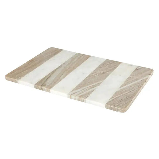 White & Taupe Striped 18" Marble Board