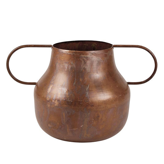 Esther 9" Copper Metal Vase With Handles